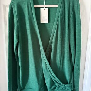 NWT Elegant Green Wrap Blouse